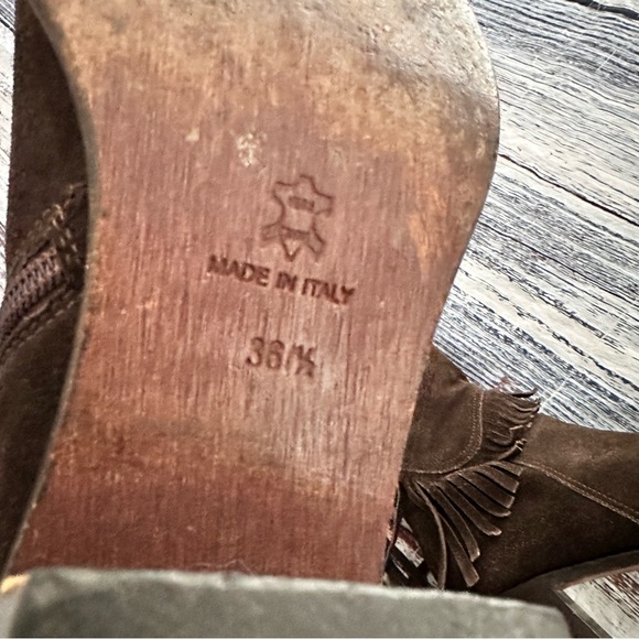 Vintage Kenneth Cole New York Made in Italy Suede Western Style Fringe Boots - Picture 7 of 10